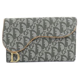 Christian Dior Long Wallet (Tri-Fold) Brown Green