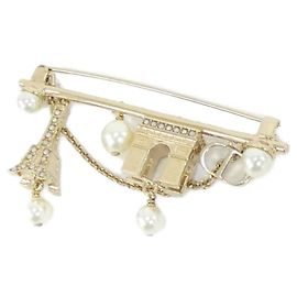 Christian Dior Plan de Paris Brosche Weiß Golden