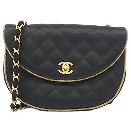 Borsa a tracolla in raso nero Chanel Nero