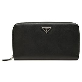 Prada Saffiano Travel Case Organizer Long Wallet Black