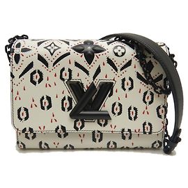 Borsa a tracolla Louis Vuitton Twist MM in pelle di vacchetta Nero Bianco