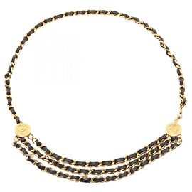 Chanel Coco Mark Kettengürtel Schwarz Golden