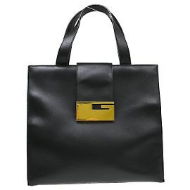 Gucci Vintage square G Leather Schwarz