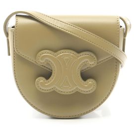 Céline Bolsa de Ombro Celine Mini Buzas Cuire Triomphe Caqui