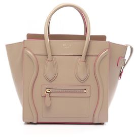 Céline Celine Luggage Micro Shopper Tote Bag Beige