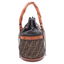Borsa a secchiello Fendi Zucca Marrone Nero