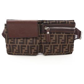 Fendi Zucca Belt Bag Brown Leather and Canvas Brown