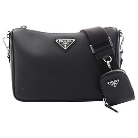 Borsa a tracolla da viaggio in Saffiano Prada Nero
