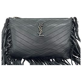 Bolsa de ombro em couro preto Yves Saint Laurent Preto Outro