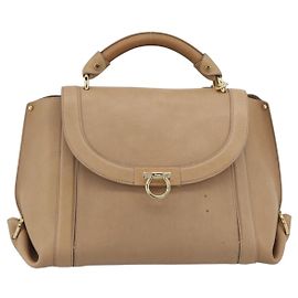 Salvatore Ferragamo Sofia Rainbow Saddle Leather Medium Bege