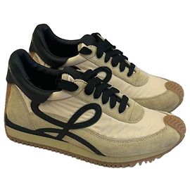 Baskets Loewe Flow Runner en nylon et daim Marron Noir Beige