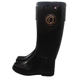 Dior Black Rubber Tall Rain Boots Black