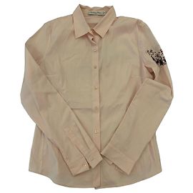 Camicia Christian Dior in cotone rosa con ricami Rosa