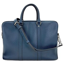 Louis Vuitton Taiga Portedocument Voyage PM Handbag Blue