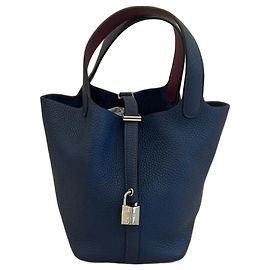 Hermès Picotin Lock 18 em couro Taurillon Clémence - Azul Anemone Azul