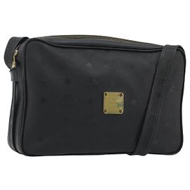 Borsa a tracolla MCM Vicetos in PVC e pelle nero oro Auth 191049 Nero D'oro
