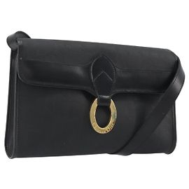 Borsa a Spalla Christian Dior Trotter Canvas PVC Nero Oro Auth 190867A Nero D'oro