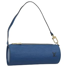 LOUIS VUITTON Epi Soufflot Pouch Blue LV Auth 189802 Blu