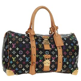 LOUIS VUITTON Monogram Multicolor Keepall 45 Borsa Nera M92640 LV Auth 190120SM Nero