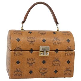 Borsa Vanity MCM Vicetos Logogram PVC Pelle Marrone Oro Auth 190615A Marrone D'oro