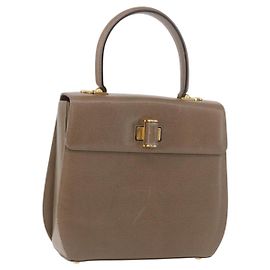 Bolsa Salvatore Ferragamo Gancini de couro bege dourado Auth 191690 Bege Dourado