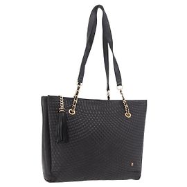Borsa Tote con catena BALLY in pelle nera e oro Auth BA13962 Nero D'oro