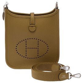 Hermès Sac HERMES Mini Evelyne en Cuir Beige - 103710 Beige