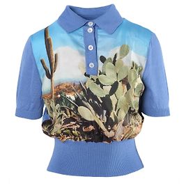 Paul Smith Desert Landscape Silk Blend Knit Polo Multiple colors Other