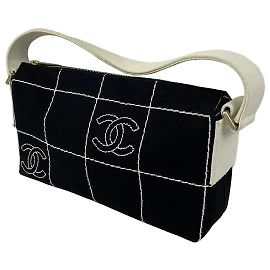 Borsa a Spalla Chanel Chocolate Bar Canvas Bianco Altro