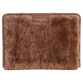 Pochette Balenciaga en cuir camel Camel
