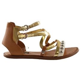 Louis Vuitton leather sandals gold Golden
