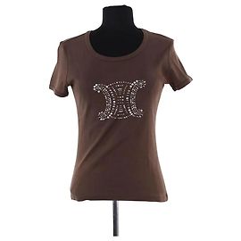 Camiseta de algodão marrom Céline M Marrom