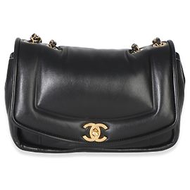 Borsa Chanel Black Lambskin Medium Simply Flap Nero