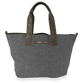 Brunello Cucinelli Olive Suede & Gray Wool Reversible Tote Green