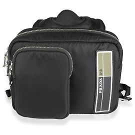 Prada Black Tessuto Pocket Nylon Technical Backpack Black