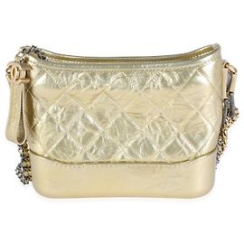 Chanel Gabrielle Hobo Small em pele de vitelo matelassê dourada Outro