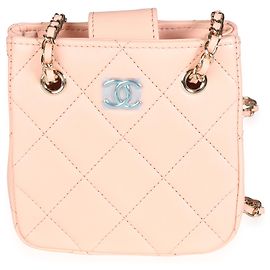 Chanel Tiny Shopping Bag aus rosa gestepptem Lammleder Pink