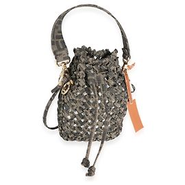 Fendi Mini Mon Tresor in jacquard marrone Interlace Canvas Marrone
