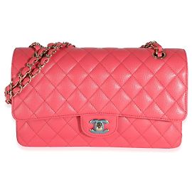 Bolsa Chanel Dark Pink Quilted Caviar Medium Classic Double Flap Rosa