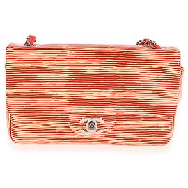 Chanel Red Striped Patent Mini Rectangular Classic Flap Bag Red Yellow