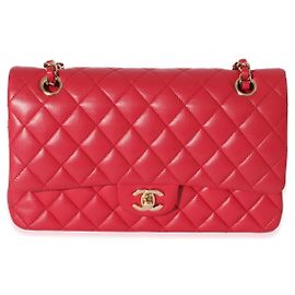 Sac Chanel Dark Pink Quilted Lambskin Medium Classic Double Flap Rose