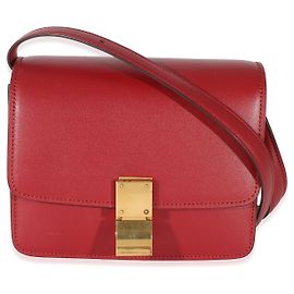 Céline Bolsa Small Classic Box em couro de vitelo liso vermelho Celine Vermelho