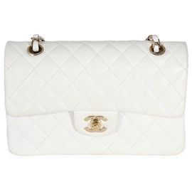 Sac à main Chanel Small Classic Double Flap en caviar matelassé blanc Blanc