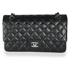 Borsa Chanel Black Quilted Lambskin Medium Classic Double Flap Nero