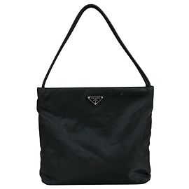Prada Nylon Tote Bag Black Black