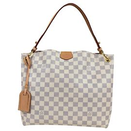 Bolsa de Ombro Louis Vuitton Graceful PM Damier Azur Branco