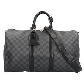 Borsa Boston Louis Vuitton Keepall Bandoulière 45 Damier Graphite Marrone Nero