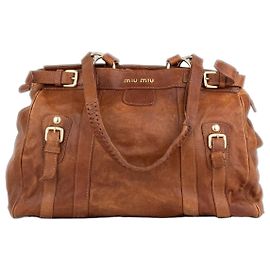 Miu Miu 2000s Large Vitello Shopper Schultertasche Braun