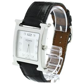 Hermès Hermes Heure H Quartz Aço Inoxidável e Alligator com Marcadores de Diamante e Madrepérola 30 Outro