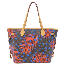 Borsa Louis Vuitton Monogram Summer Jungle Dot Neverfull MM Marrone Rosso